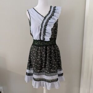 POL Womens Preppy Dress SMALL Prarie Cottagecore Pleasant Whimsy Floral Ruffle